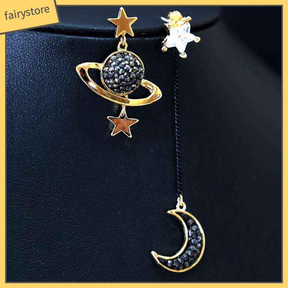 Đôi Khuyên Tai Hình Trăng Sao Đính Đá Thời Trang Cho Nữ