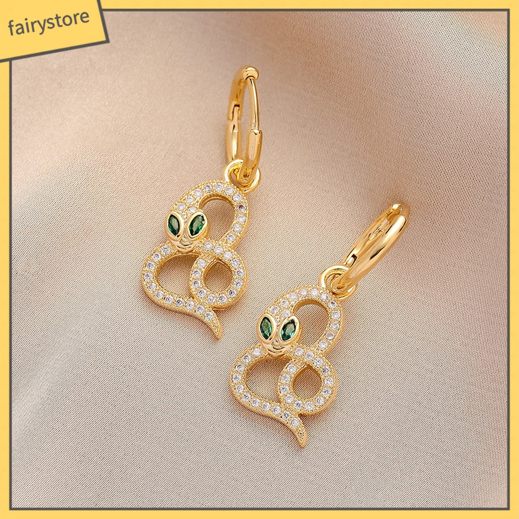 [FRO] 1 Đôi Bông Tai Hình Rắn Đính Đá Lấp Lánh Trang Sức Dự Tiệc