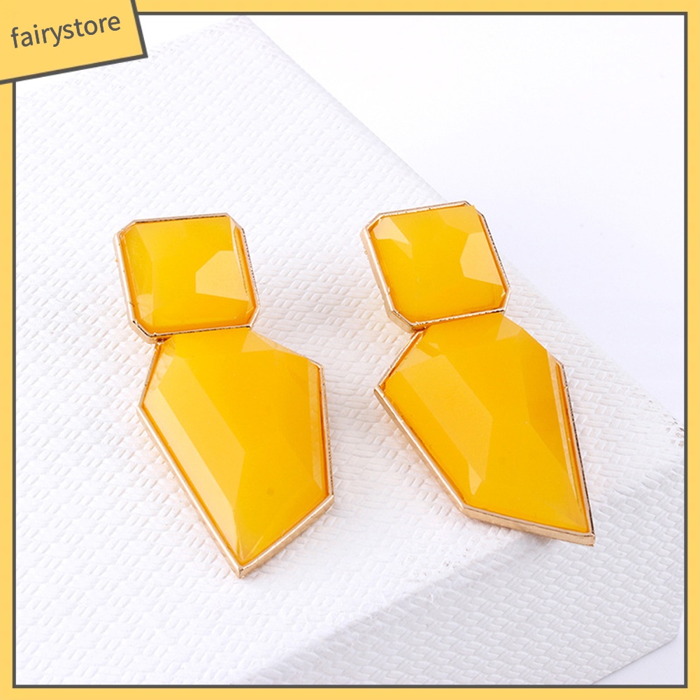 Bông Tai Hình Học Bằng Nhựa Resin Lấp Lánh Phong Cách Vintage Dành Cho Nữ