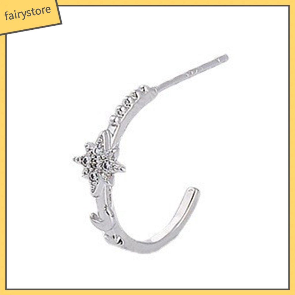 1 Khuyên Tai Hình Trăng Sao Đính Đá Thời Trang