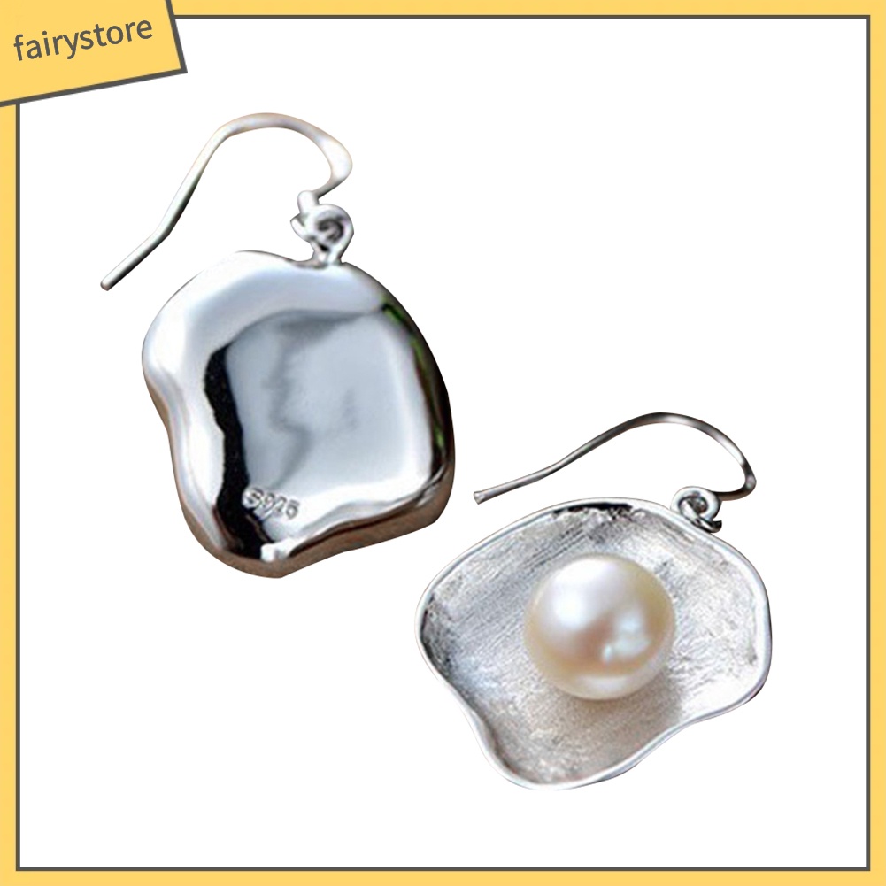 Khuyên Tai Hình Vỏ Sò Đính Ngọc Trai Nhân Tạo Phong Cách Vintage