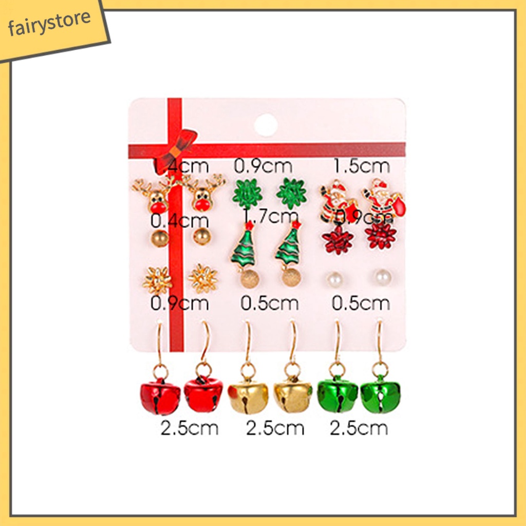 [FRO] 12 Đôi Bông Tai Hình Chuông Giáng Sinh Nhiều Màu Sắc Tinh Tế Cho Năm Mới