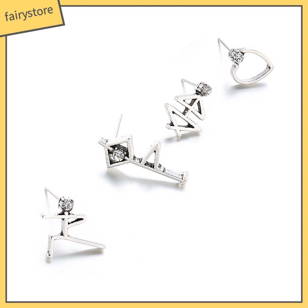 Set 4 Khuyên Tai Mô Hình Người Đính Đá Phong Cách Cổ Điển Dành Cho Nữ