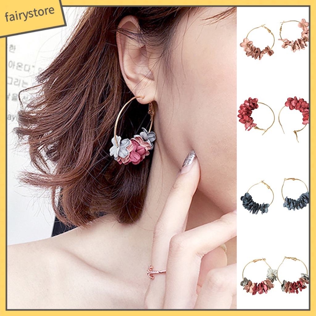 Bông Tai Kim Loại Hình Tròn Lớn Thanh Lịch Dành Cho Đám Cưới