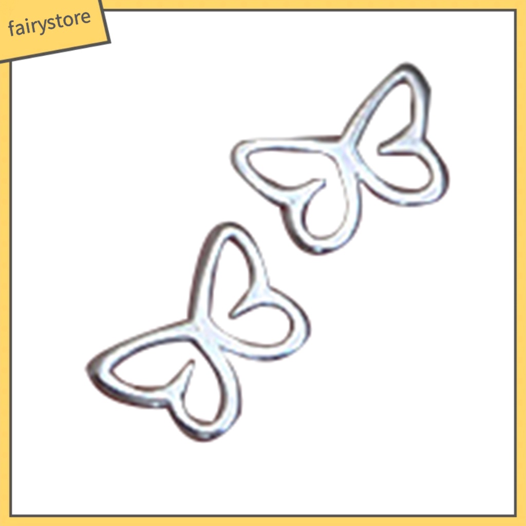 1 Đôi Bông Tai Hình Học / Bướm / Trái Tim / Ngôi Sao Rỗng Mạ Điện Sáng Bóng Chống Dị Ứng Trang Sức Làm Quà Tặng Cho Bạn Gái