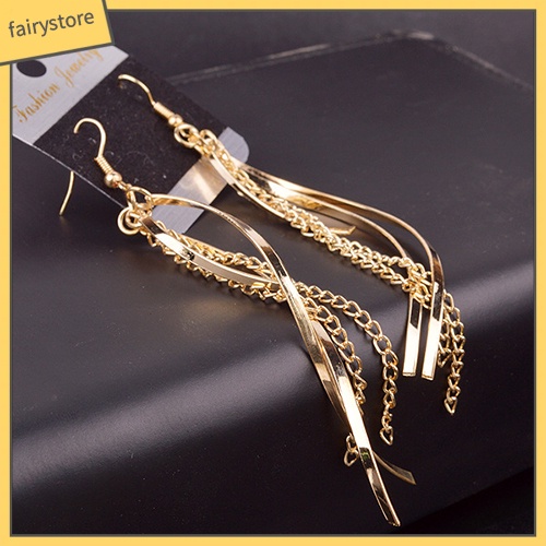 Bông Tai Hợp Kim Dáng Dài Phối Tua Rua Phong Cách Vintage Thanh Lịch Cho Nữ