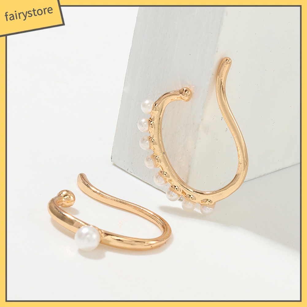 Khuyên Kẹp Vành Tai Đính Ngọc Trai Nhân Tạo Thời Trang