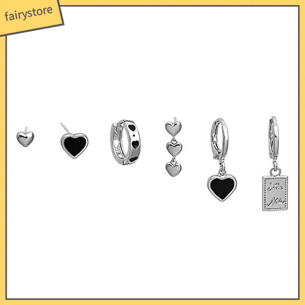 1 Set Bông Tai Hợp Kim Hình Trái Tim Phong Cách Gothic Ngọt Ngào Cho Nữ