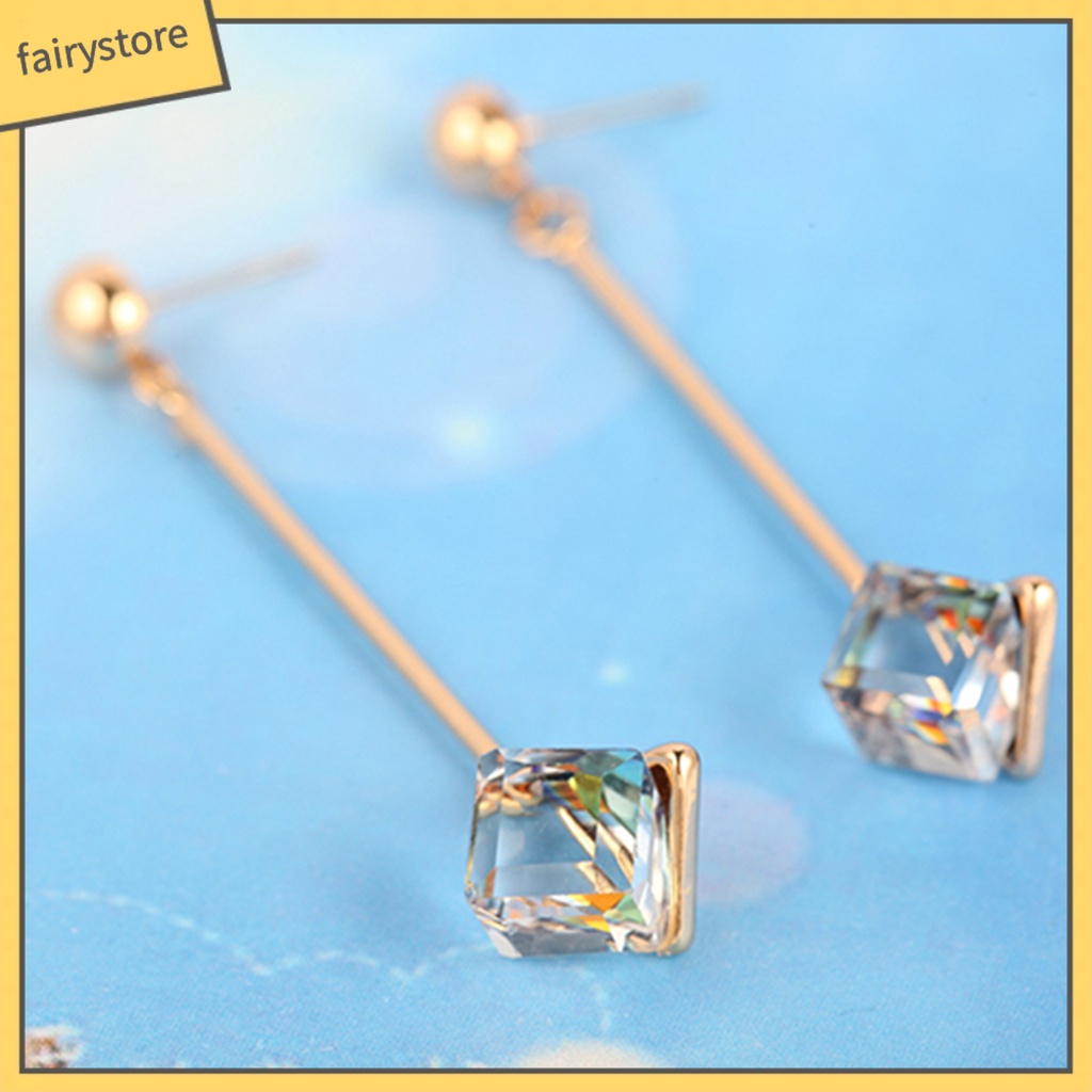 1 Đôi Bông Tai Dài Đính Đá Thời Trang Dành Cho Nữ