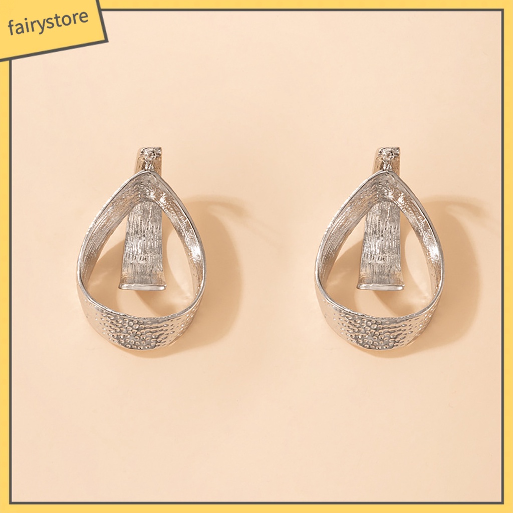 1 Đôi Bông Tai Mạ Bạc Hình Giọt Nước Đính Đá Thời Trang Vintage Dành Cho Nữ