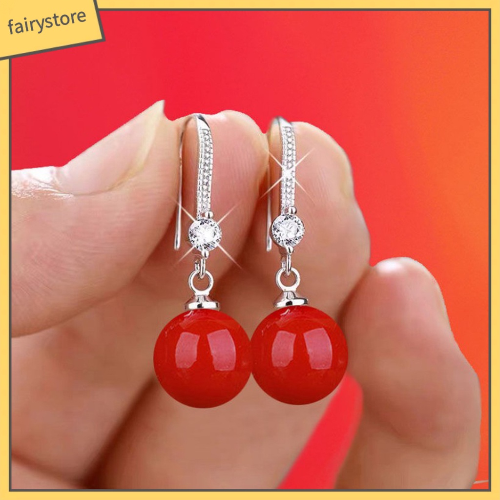 1 Đôi Bông Tai Nữ Đính Ngọc Trai Giả Lấp Lánh