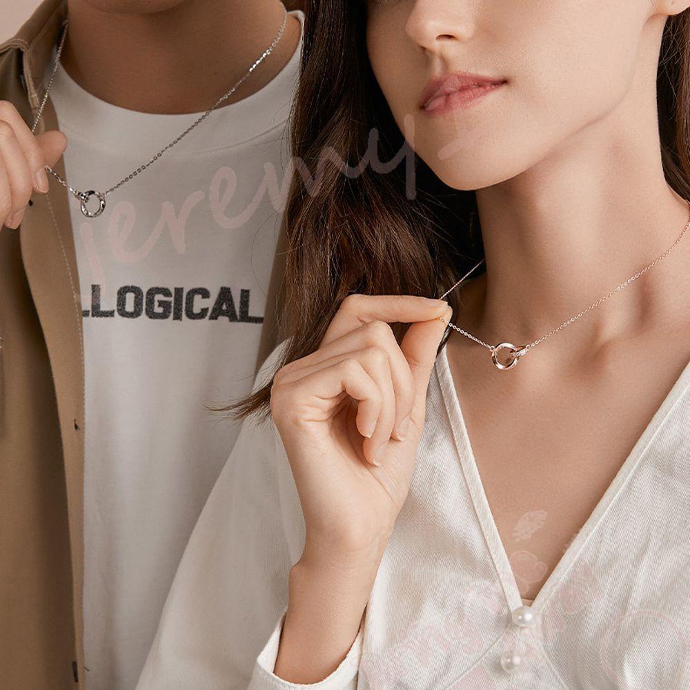 1 Vòng cổ Mặt Nhẫn Đôi Khắc Chữ Và Ngôi Sao|Trang Sức Thời Trang