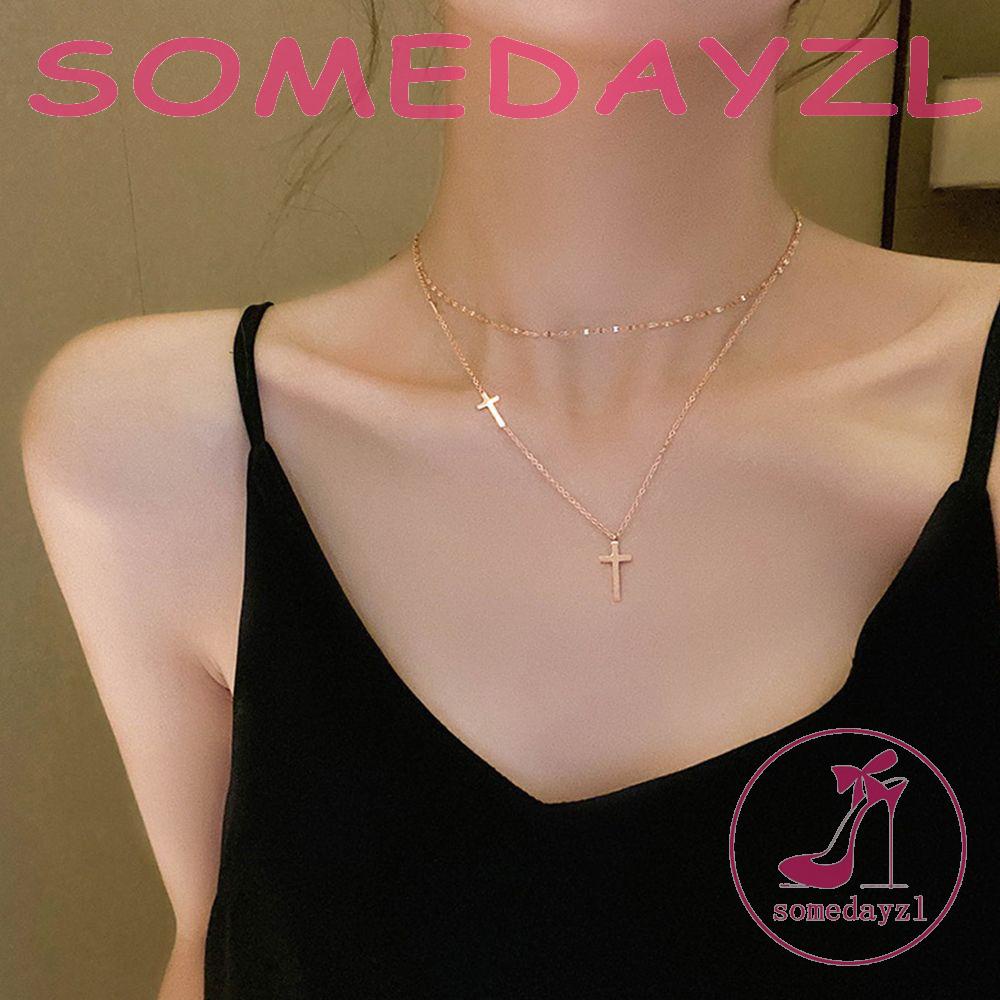 Vòng cổ Thép Titan Mặt Thánh Giá Đơn Giản Thời Trang Dành Cho Nữ