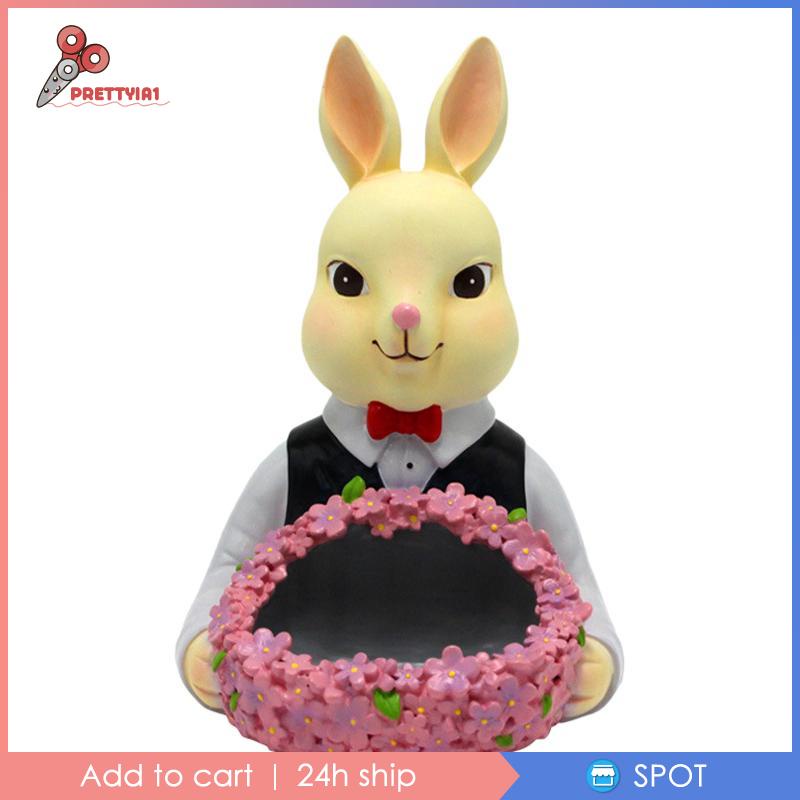 [Prettyia1] Khay Đựng Trang Sức Hình Thỏ Bằng Nhựa Resin Hiện Đại Cho Phòng Khách / Văn Phòng