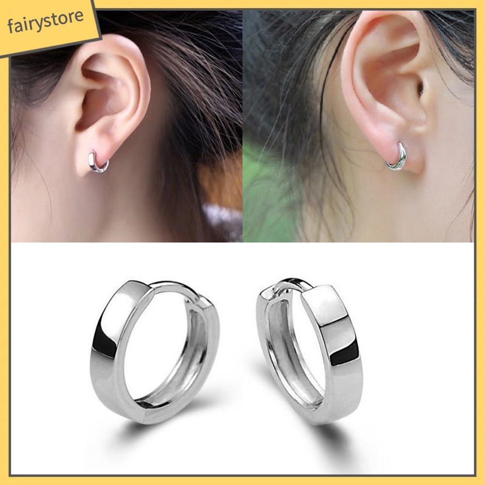 Bông Tai Mạ Bạc Dạng Vòng Tròn Thời Trang Dành Cho Nam Và Nữ