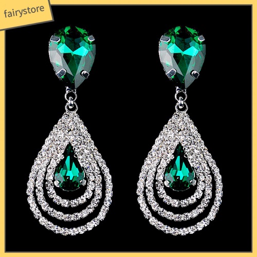 Bông Tai Hình Giọt Nước Đính Đá Thanh Lịch Dành Cho Nữ