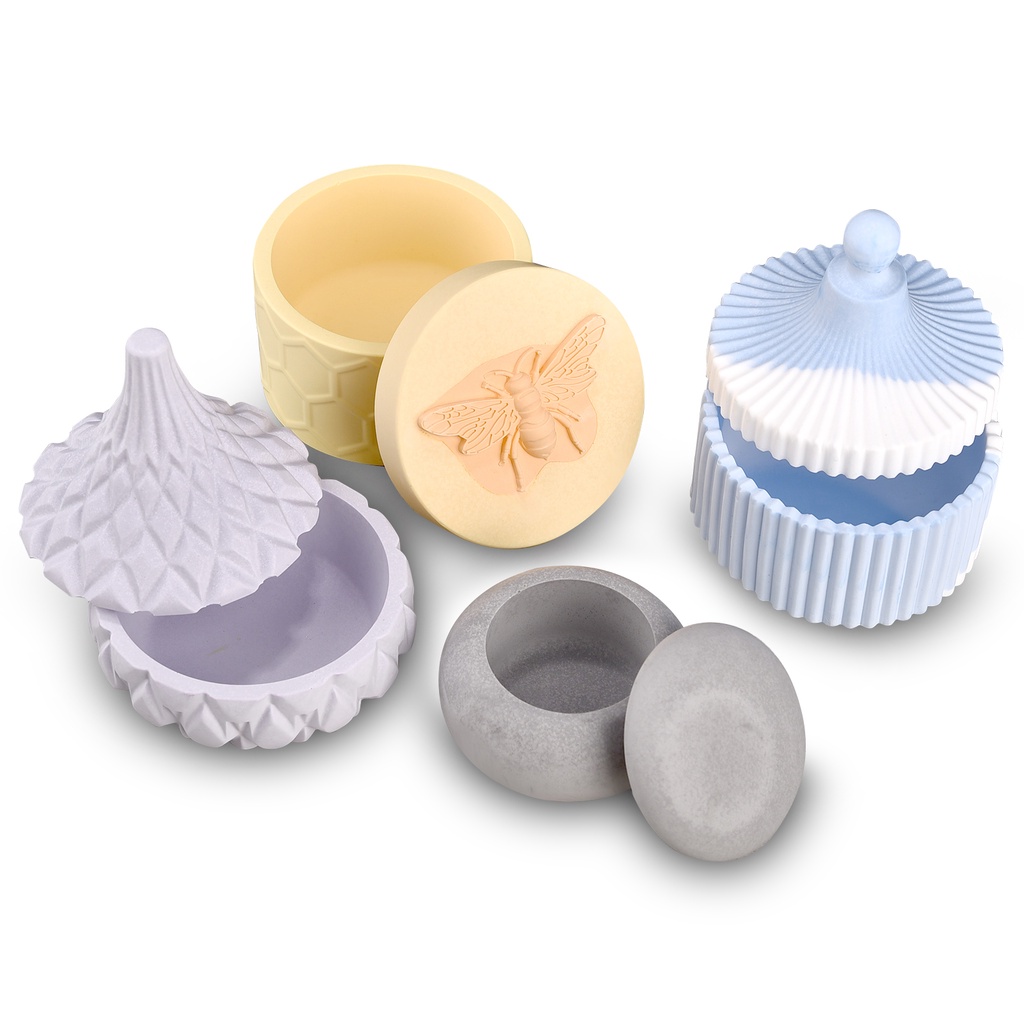 DIY Crystal Epoxy Khuôn tròn sọc Hộp thu Silicone Khuôn