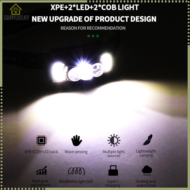 Đèn Pha Led Ipx4 Cảm Biến Sóng Sạc Usb Chống Thấm Nước Có Thể Thay Đổi Màu Sắc Chất Lượng Cao