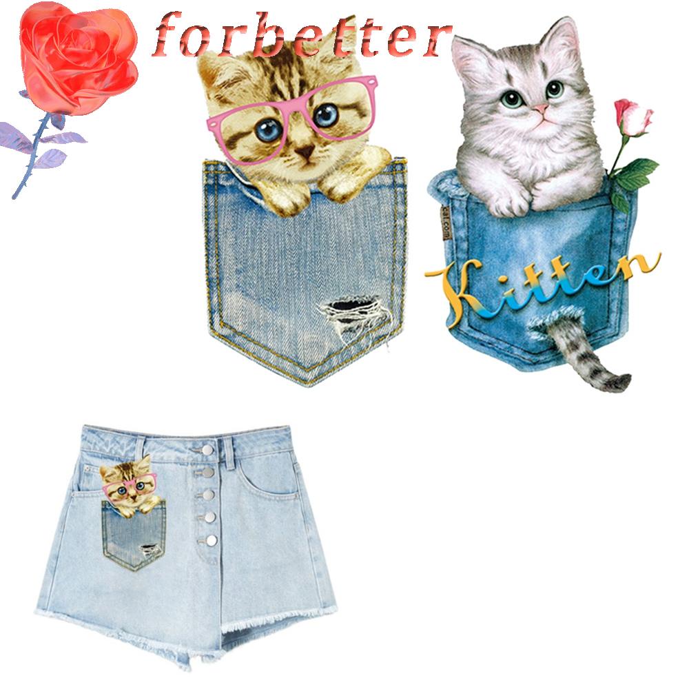 Miếng Dán Ủi Quần Áo Họa Tiết Mèo Thời Trang DIY