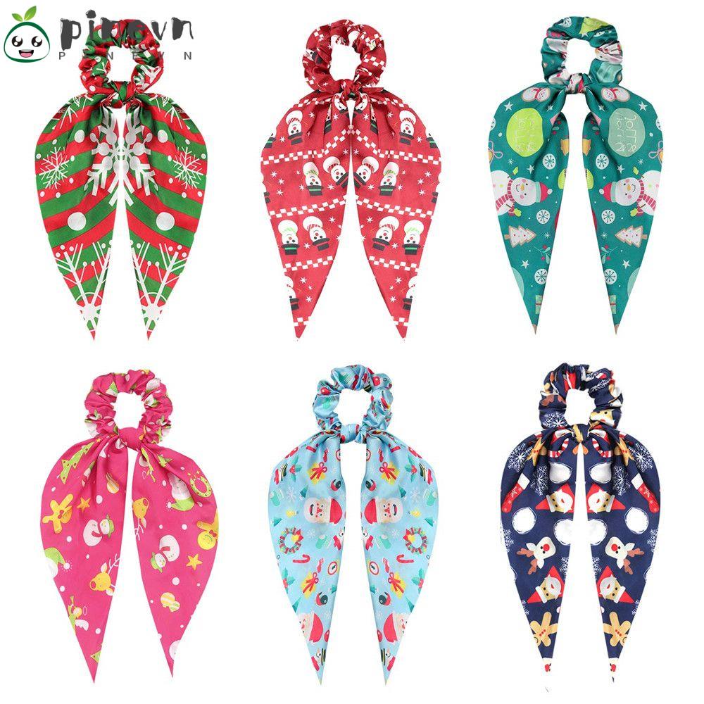 Dây Cột Tóc Thắt Nơ Họa Tiết Giáng Sinh Thời Trang