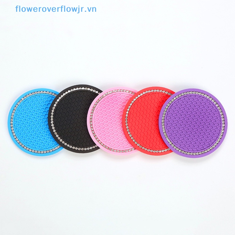 Giá Đỡ Bình Nước Chống Trượt Đính Đá Trang Trí Nội Thất Xe Hơi