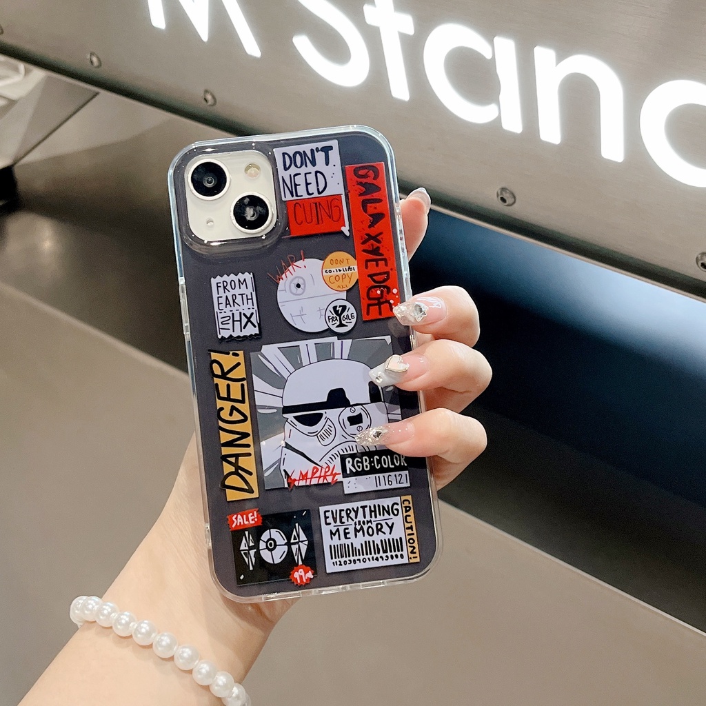 Ốp Điện Thoại imd TPU Mềm Chống Sốc Họa Tiết Nhãn Hiệu Dạ Quang Hai Mặt Màu Trắng Đen Cho iPhone 11 13 12 14 Pro Max