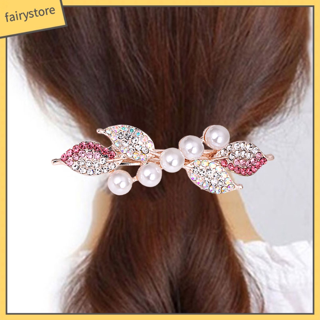 Kẹp Tóc Đuôi Ngựa Hình Chiếc Lá Đính Đá Siêu Nhẹ