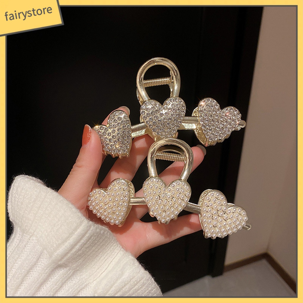 Kẹp Tóc Hình Trái Tim Đính Đá Lấp Lánh Bằng Thép Không Gỉ