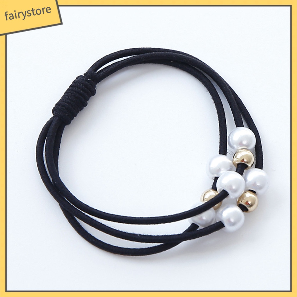 Dây Cột Tóc Cao Su Co Giãn Đính Ngọc Trai Giả Nhiều Lớp