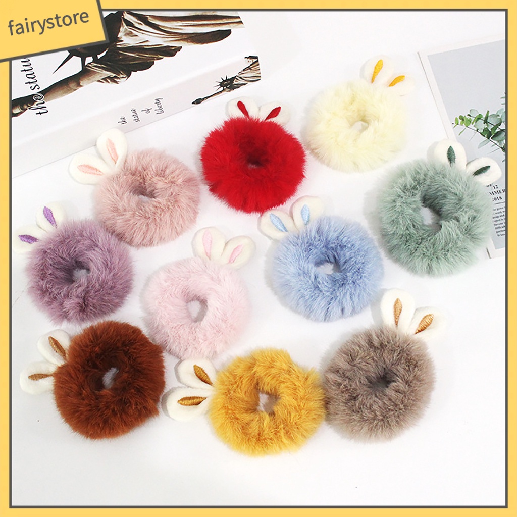 Dây Cột Tóc Tai Thỏ Màu Sắc Ngọt Ngào Thời Trang Mùa Đông Cho Nữ