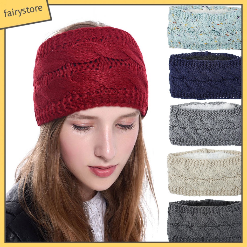 Băng Đô Len Dệt Kim Co Giãn Giữ Ấm Mùa Thu Đông Cho Nữ