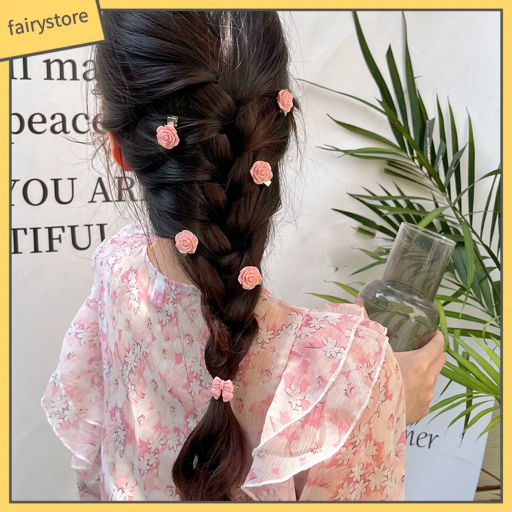 Kẹp Tóc Hình Nơ Hoa Hồng Mini Bằng Hợp Kim Chống Trượt Trang Trí Hàng Ngày Cho Nữ