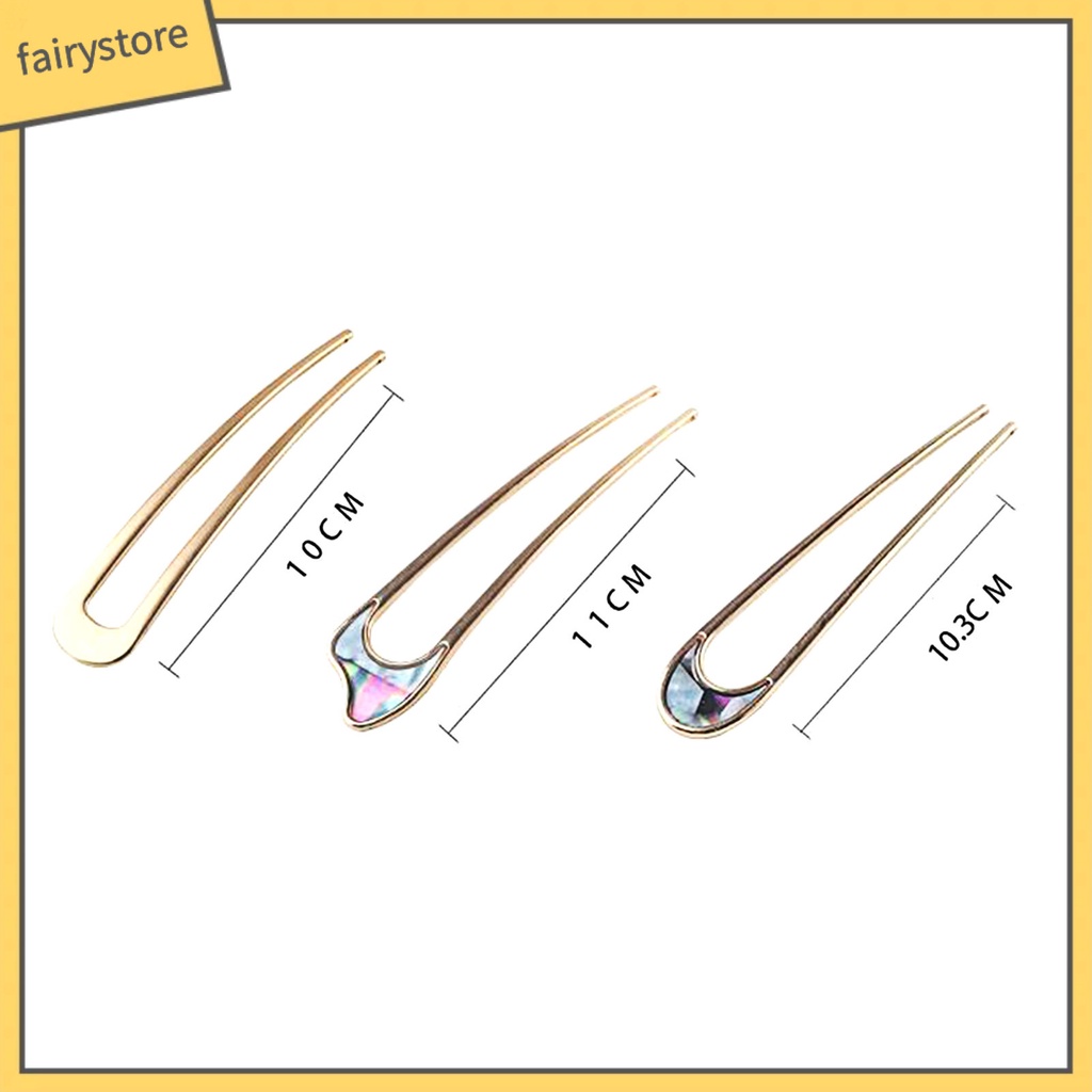 Kẹp Tóc Chữ U Bằng Thép Không Gỉ Màu Trơn Chống Biến Dạng Dành Cho Nữ