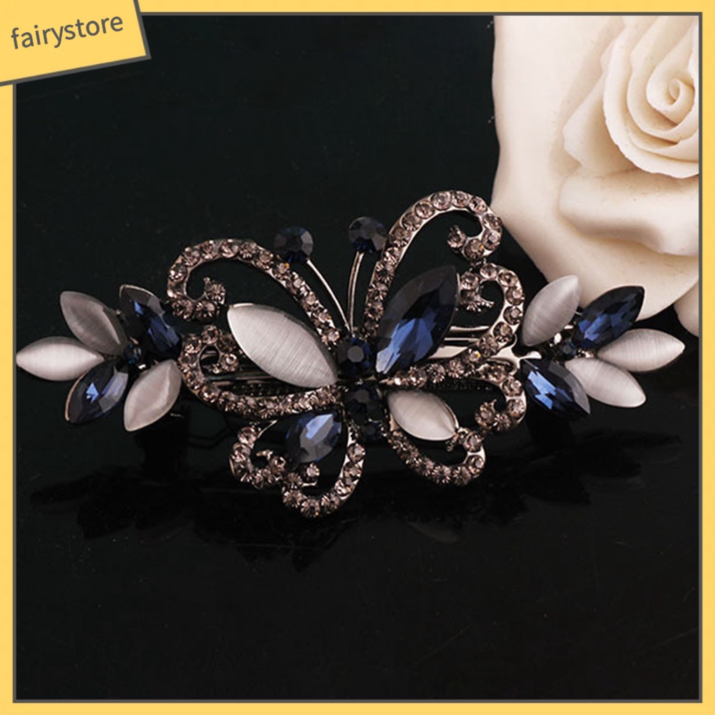 Kẹp Tóc Hình Bướm Đính Đá Phong Cách Vintage