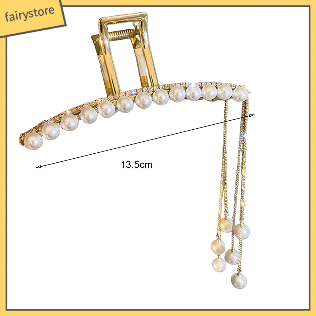 [FRO] Kẹp Tóc Móng Vuốt Thiết Kế Ngọc Trai Giả Lấp Lánh Không Trượt Có Hiệu Ứng Visual Effect Với Tua Rua Trang Trí Tất Cả Phù Hợp Với Phụ Nữ