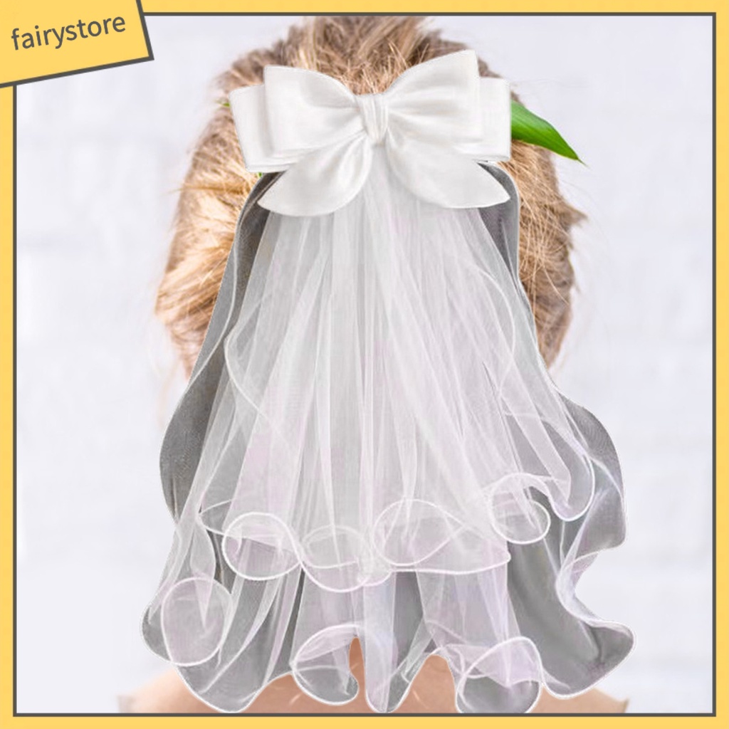 [FRO] Mạng Che Mặt Màu Trắng Dáng Dài Hai Lớp Tạo Kiểu Tóc Đẹp Thu Hút Thanh Lịch Cho Cô Dâu