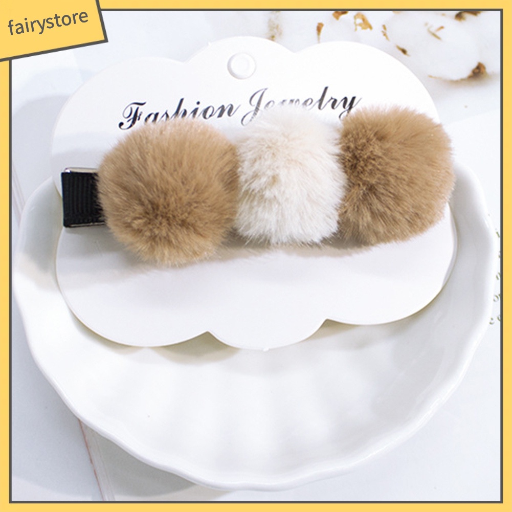 1 Kẹp Tóc Đính Bóng Xù Thời Trang Cho Nữ