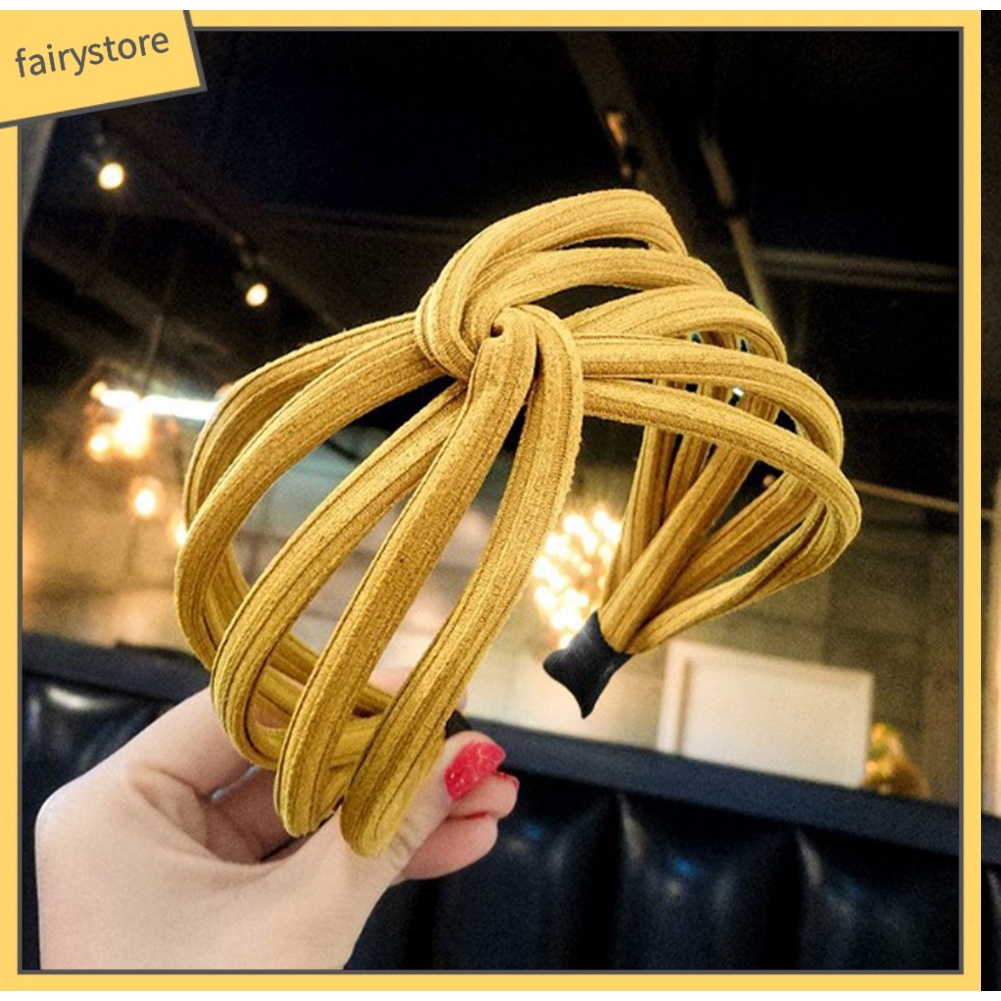 Băng Đô Thắt Nút Nhiều Lớp Màu Trơn Thời Trang Cho Nữ