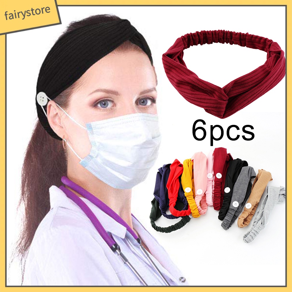 Set 6 Băng Đô Cài Tóc Co Giãn Bảo Vệ Tai Dùng Tập Yoga / Y Tá