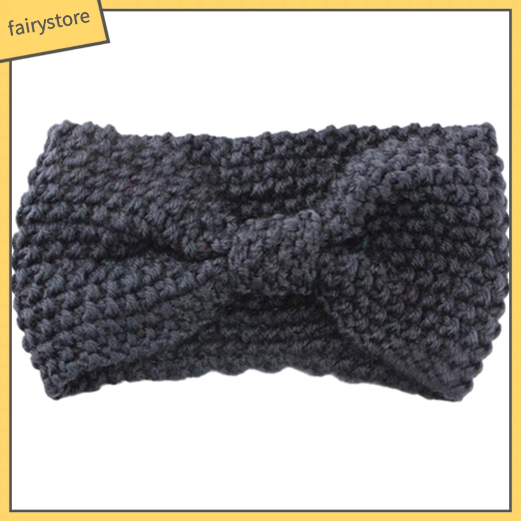 [FRO] Băng Đô Dệt Kim Thắt Nơ Màu Trơn Ấm Áp Mùa Đông Cho Nữ