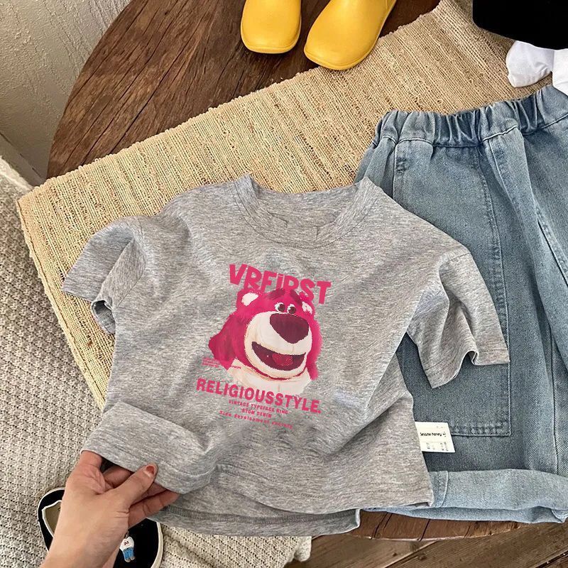 Áo Thun Cotton Tay Ngắn Cổ Tròn In Họa Tiết Hoạt Hình Thời Trang Mùa Hè Cho Bé Trai Và Gái