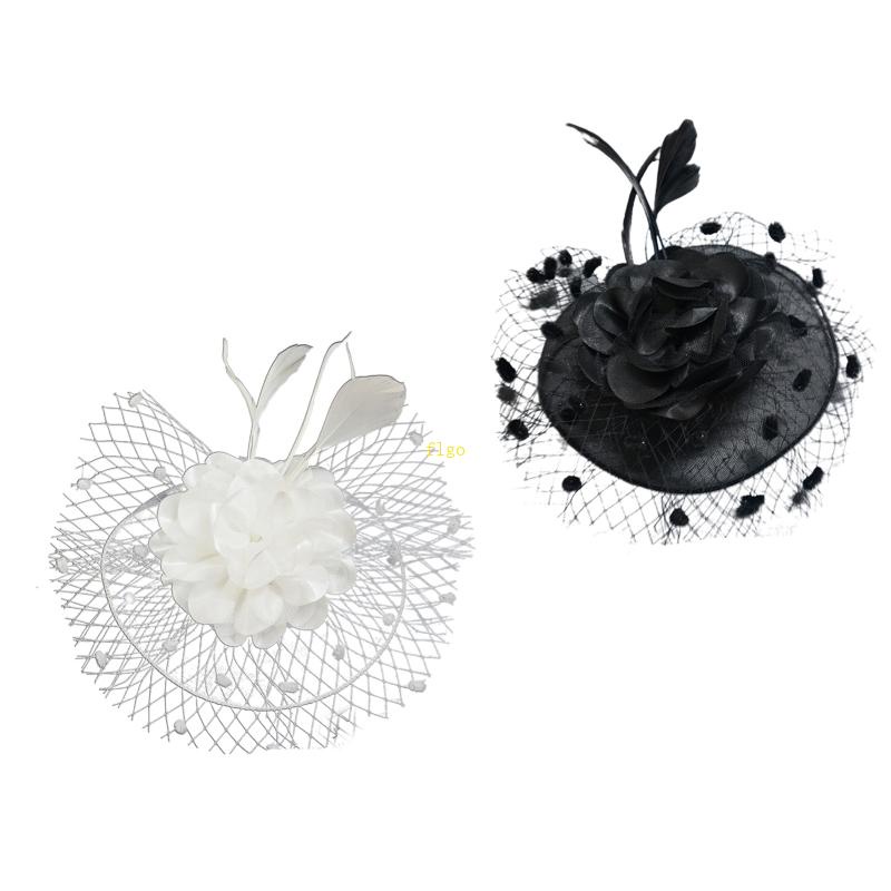 Flgo Băng Đô Cài Tóc Đính Lông Vũ Hình Nón Thời Trung Cổ Dễ Thương