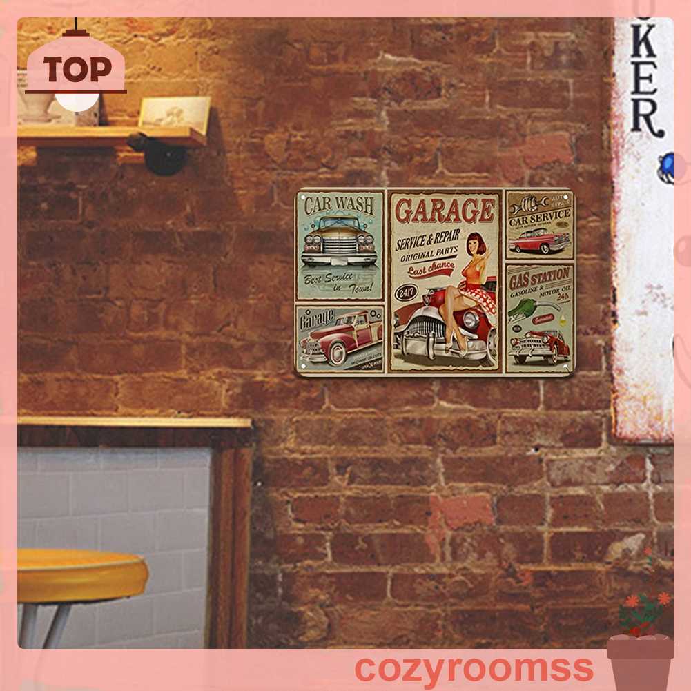 Tranh Kim Loại Treo Tường Hình Xe Hơi Phong Cách Vintage