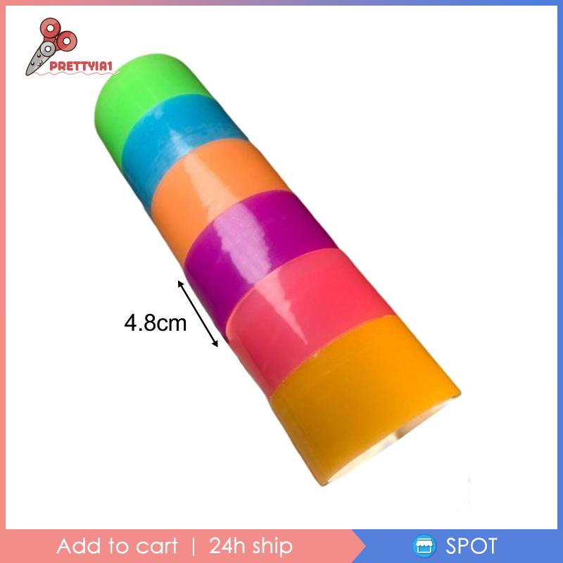 [Prettyia1] 6 Cuộn Băng Dính Bóng Nhiều Màu Sắc Phát Sáng Vui Nhộn