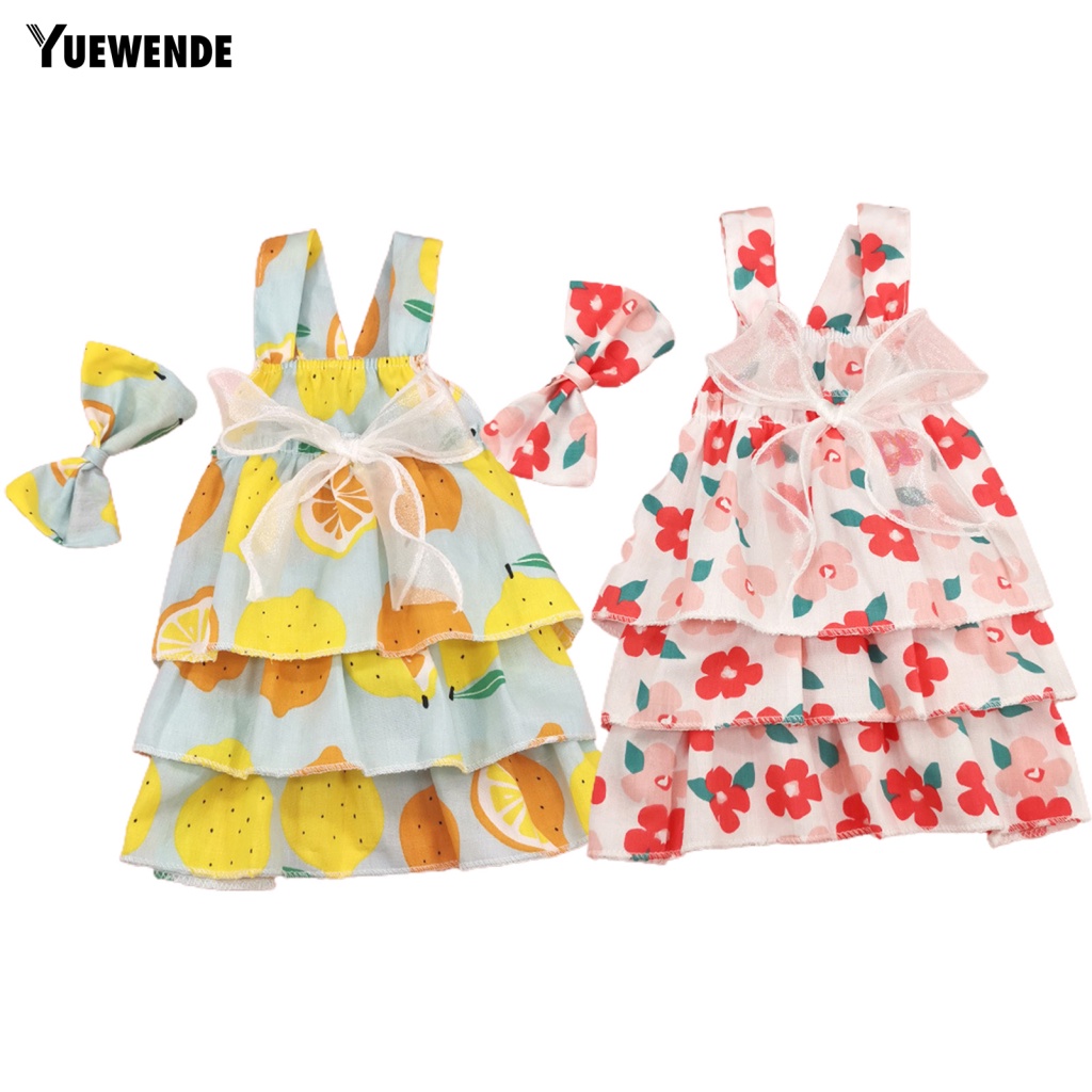 1 Set Đầm Cotton Họa Tiết Quả Chanh Đính Nơ Xinh Xắn Cho Thú Cưng