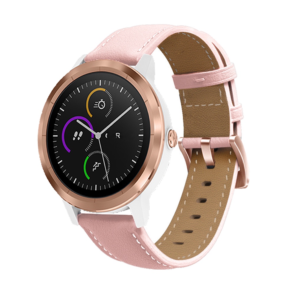 Dây Đeo Thay Thế 18mm Bằng Da Có Khóa Màu Vàng Hồng Cho Garmin Venu 2S Vivoactive 4S Forerunner 255s 265S 20mm Galaxy Watch4 3 Active 2