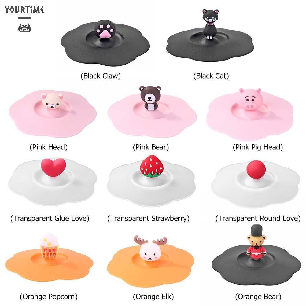 Nắp Đậy Cốc Nước Bằng Silicon Trong Suốt Chịu Nhiệt Chống Tràn Kiểu Hoạt Hình Dễ Thương