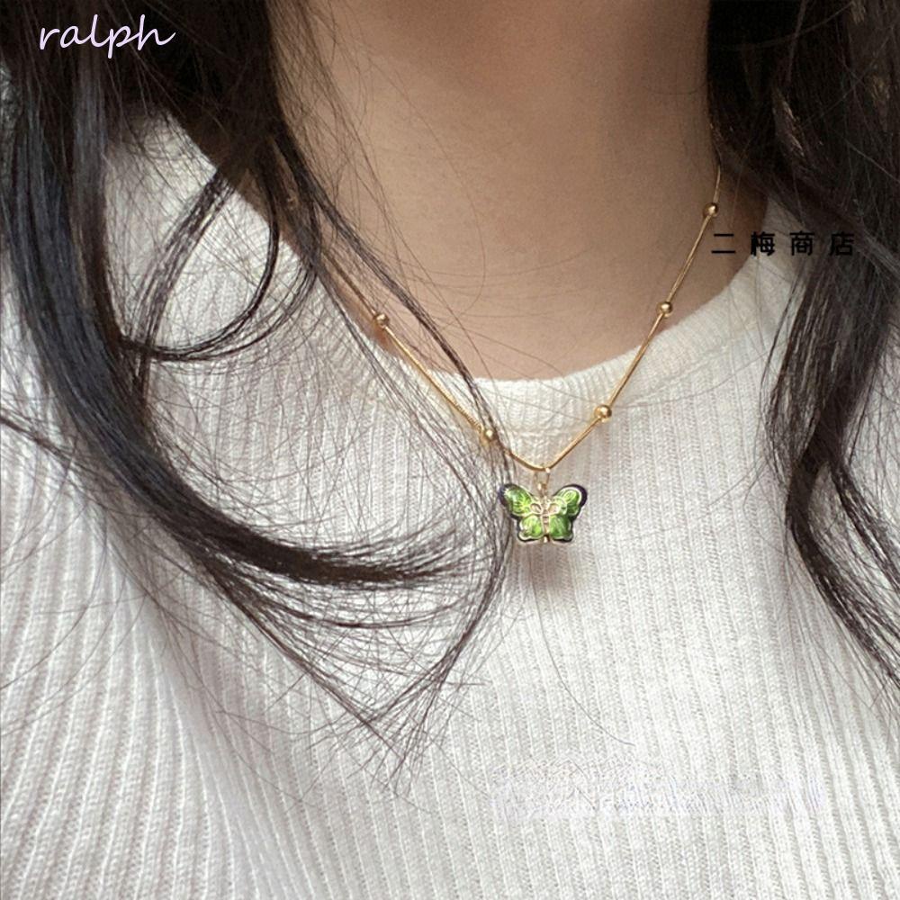 Vòng Cổ Choker Tráng Men Hình Bướm Nhiều Màu Phong Cách Pháp Cổ Điển Tinh Tế Cho Nữ