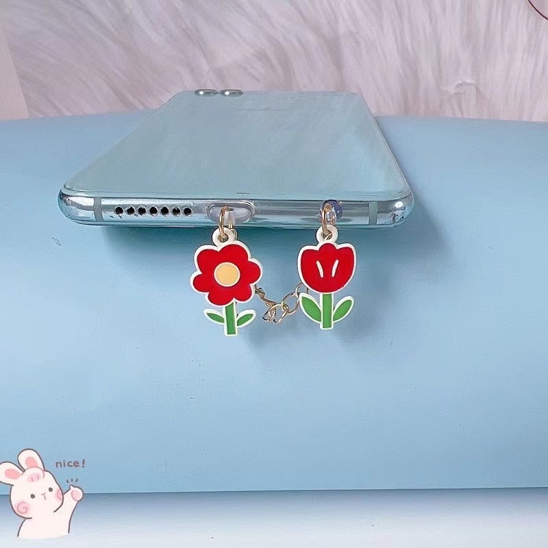 Nút Bịt Chống Bụi Cho Cổng Sạc Điện Thoại Di Động diy Hình Hoa Nhỏ Dễ Thương