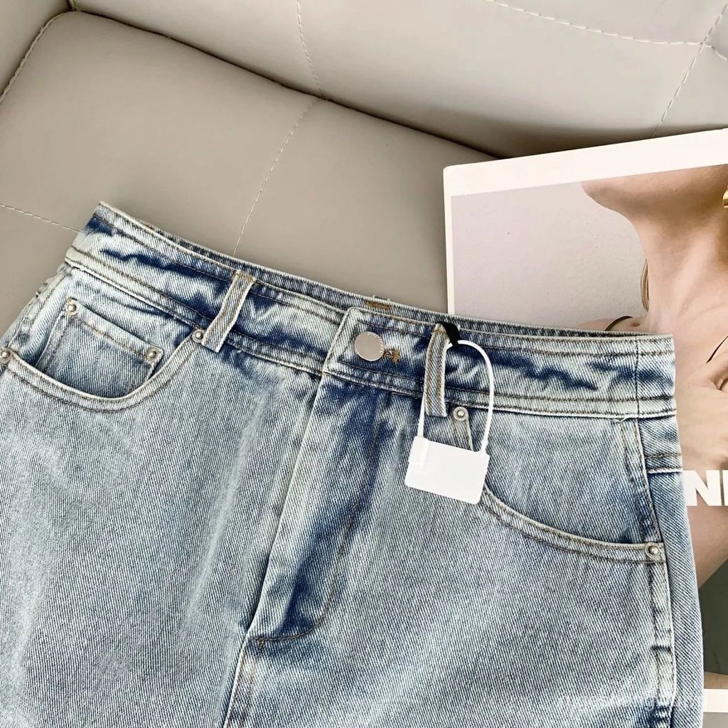 Chân váy jean Chữ A Lưng Cao Thời Trang Mùa Hè Mỹ Hàng Mới 2023 Dành Cho Bạn Nữ